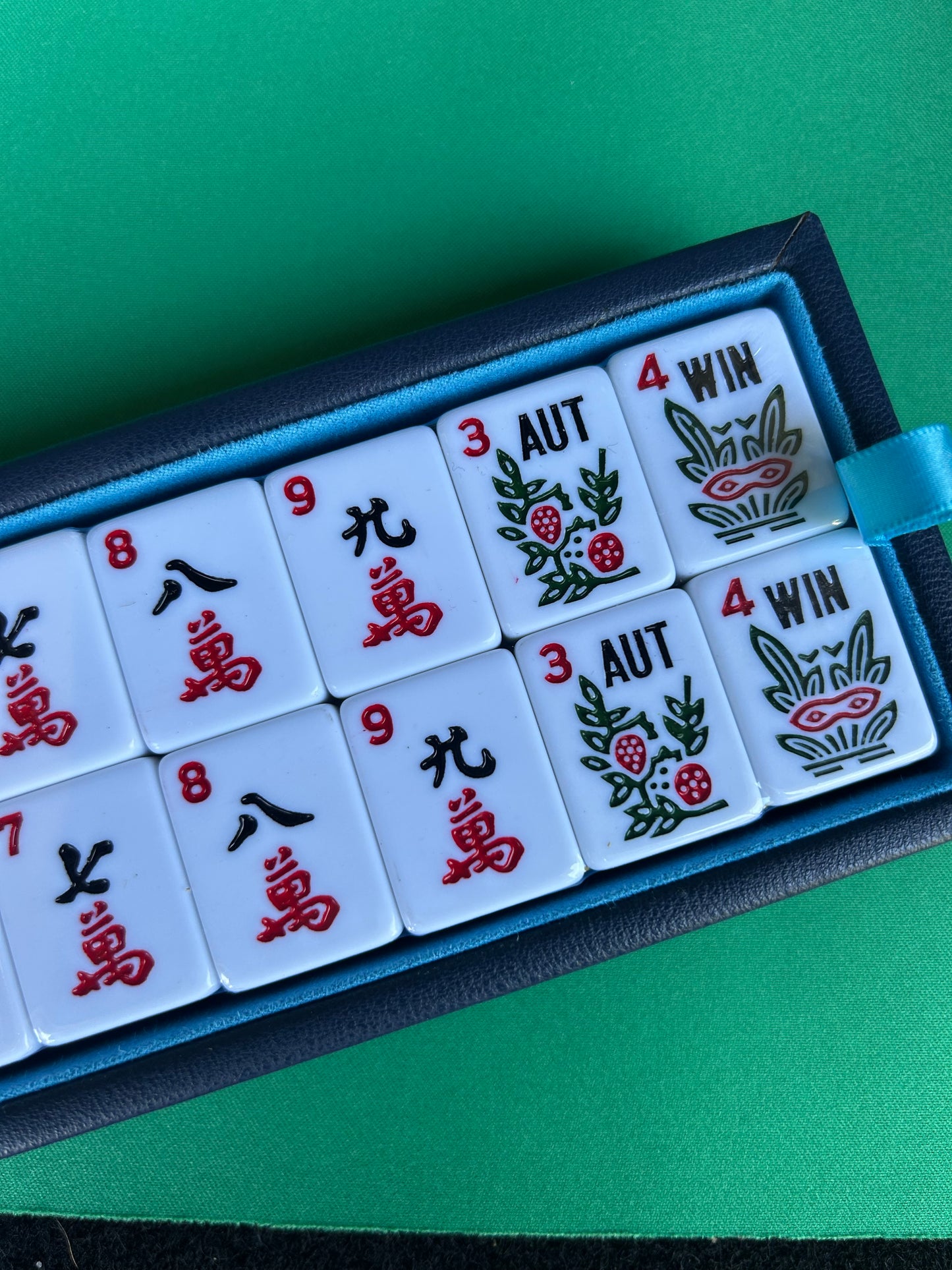 Classic Navy Mahjong Set comes with personalized MONOGRAM