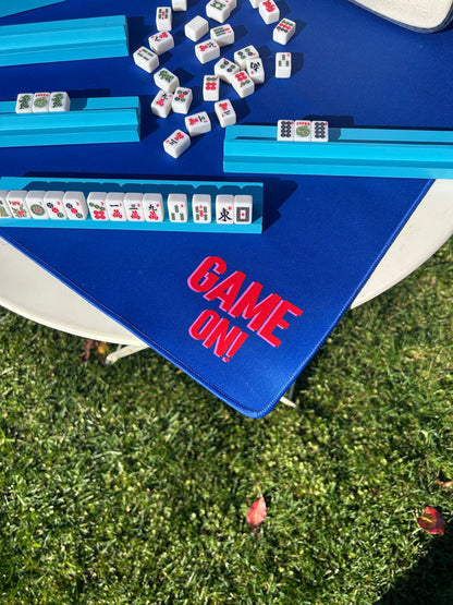 Canvas Preppy with Blue game mat: Full travel set with 4 blue racks (one has a magnetic pusher stick to be at shared)