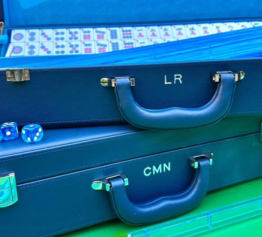 Classic Navy Mahjong Set comes with personalized MONOGRAM