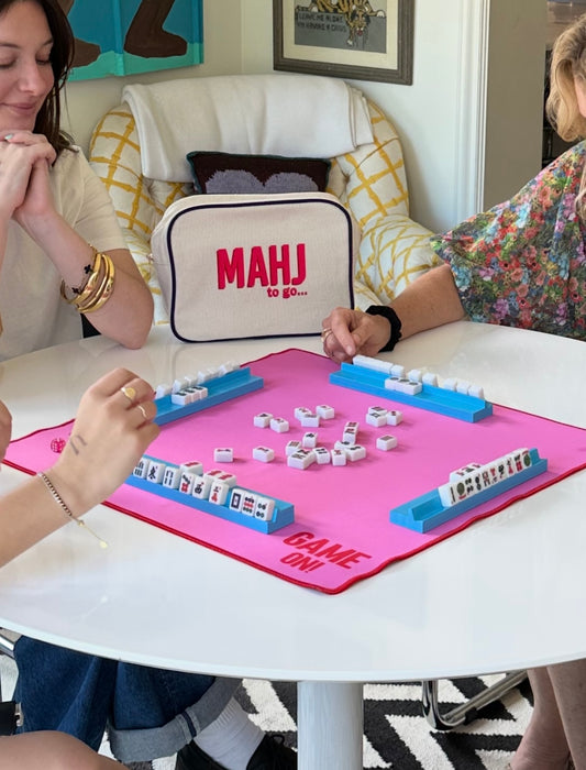 Canvas Preppy with PINK game mat: Full travel set with 4 blue racks (one has a magnetic pusher stick to be at shared)
