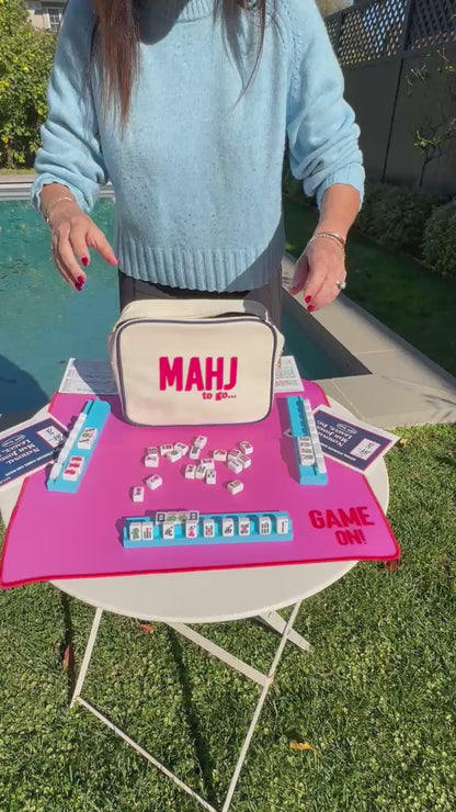 Canvas Preppy with PINK game mat: Full travel set with 4 blue racks (one has a magnetic pusher stick to be at shared)